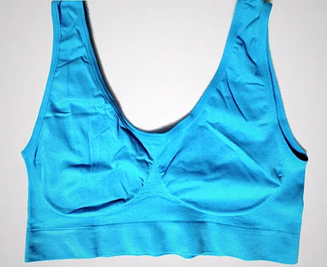 Damen Fitness-BH bequem einlagig Polsterung ungefüttert Blau Gr L
