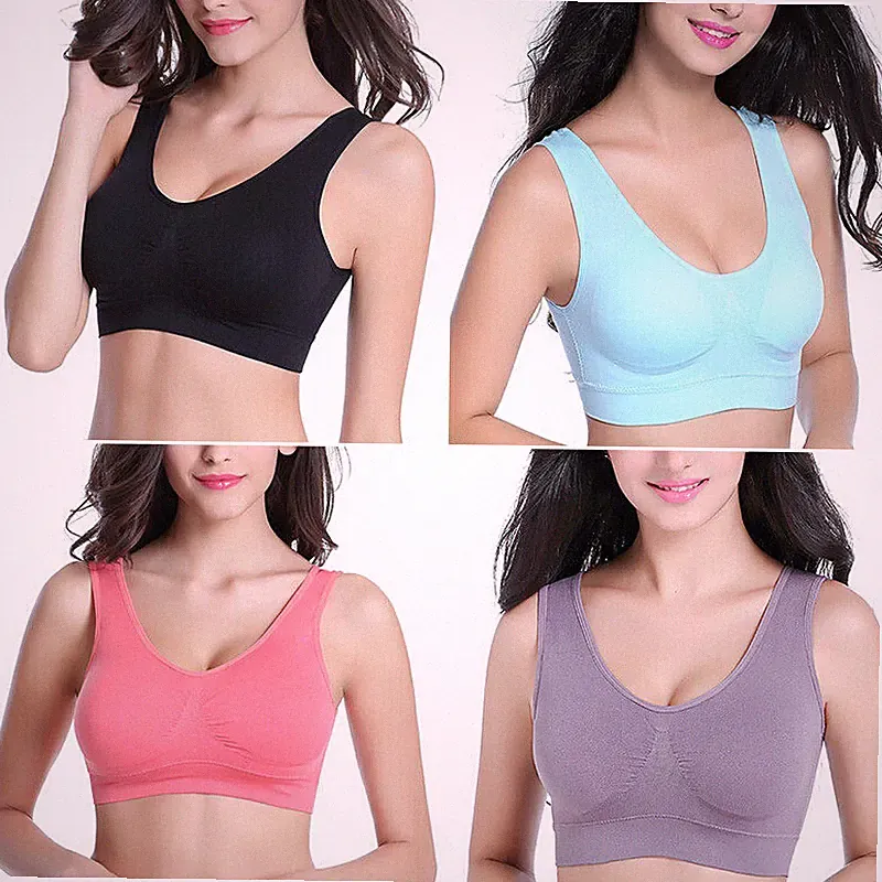 Damen Fitness BH Bustier Top Sport Push Up BH Unterwäsche Bandeau Body Einlagen