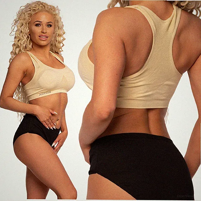 Damen Fitness Sport BH M/L Beige