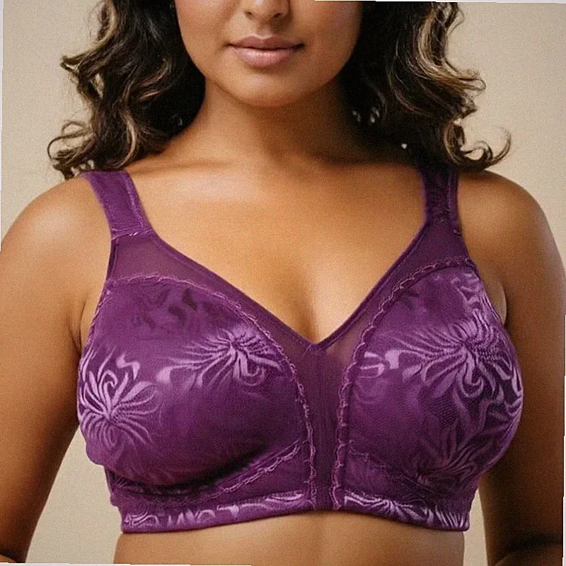 Damen Frauen Full Coverage Plus Size Komfort Minimizer BH ohne Bügel ungepolstert