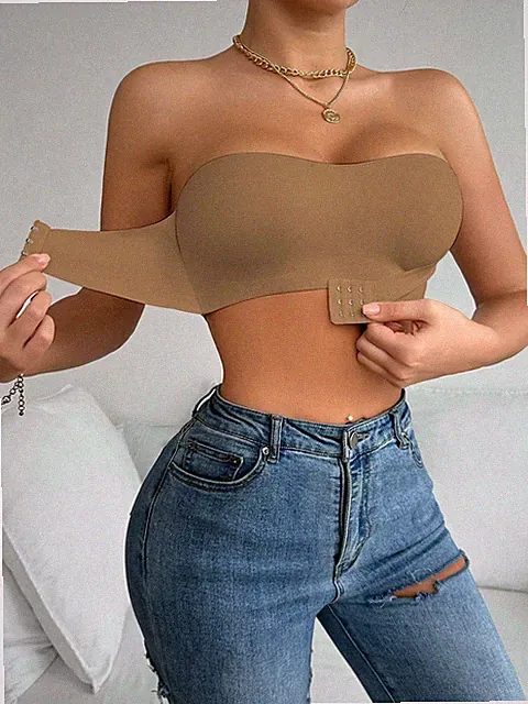 Damen Frontschließen Gepolsterter Push Up BH in Khaki Billig24