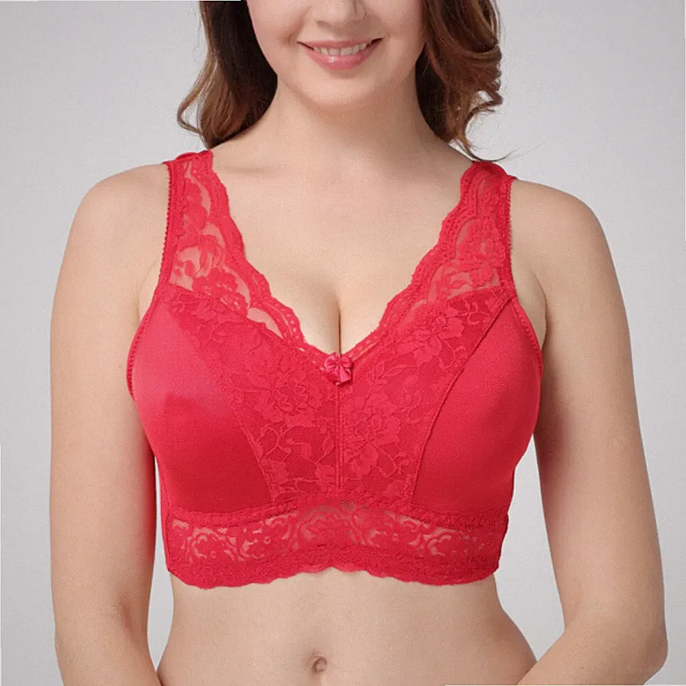 Damen Full Coverage Spitzen Bralette Push-Up BH mit herausnehmbaren Pads Übergröße