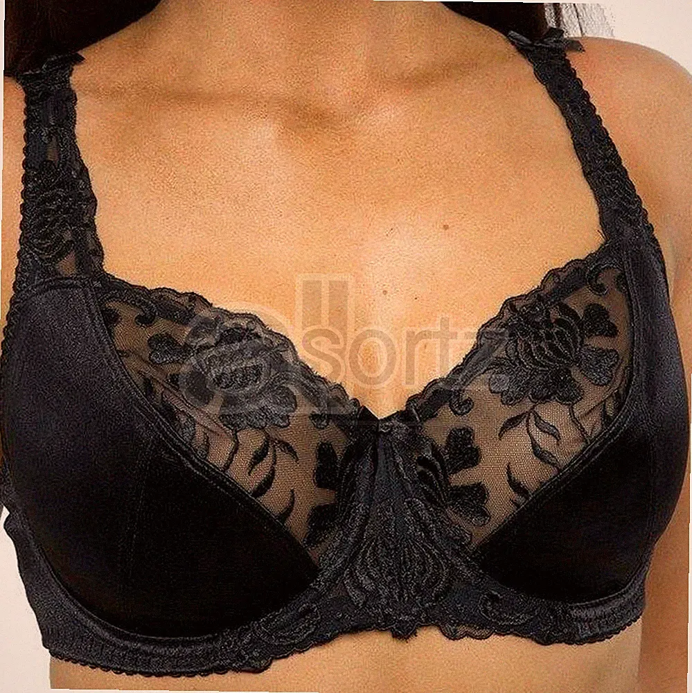 Damen Gemm Schwarz BH Vollschale Bügel Reg & Plus Size Frauen Fester Halt Neu UK