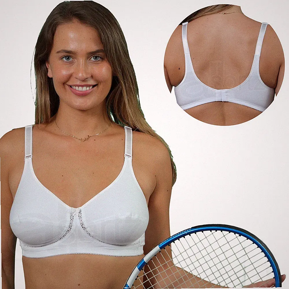 Damen Gemm Sport BH ohne Bügel Baumwolle Komfort mittlere Unterstützung Unterwäsche UK Größe