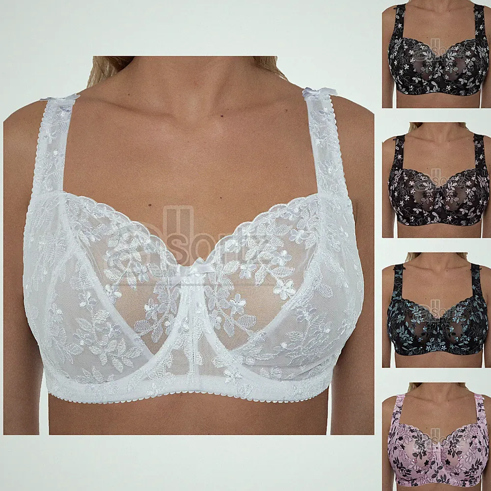 Damen Gemm Vollschalen Bügel BH Übergröße fester Halt Spitze groß hübsch UK neu