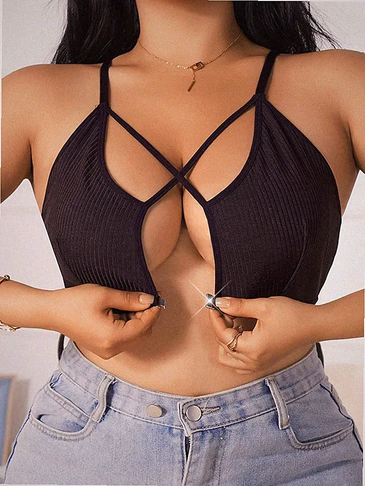 Damen Große Größen Cross Ausschnitt Bralette & Drahtloser BH Billig24