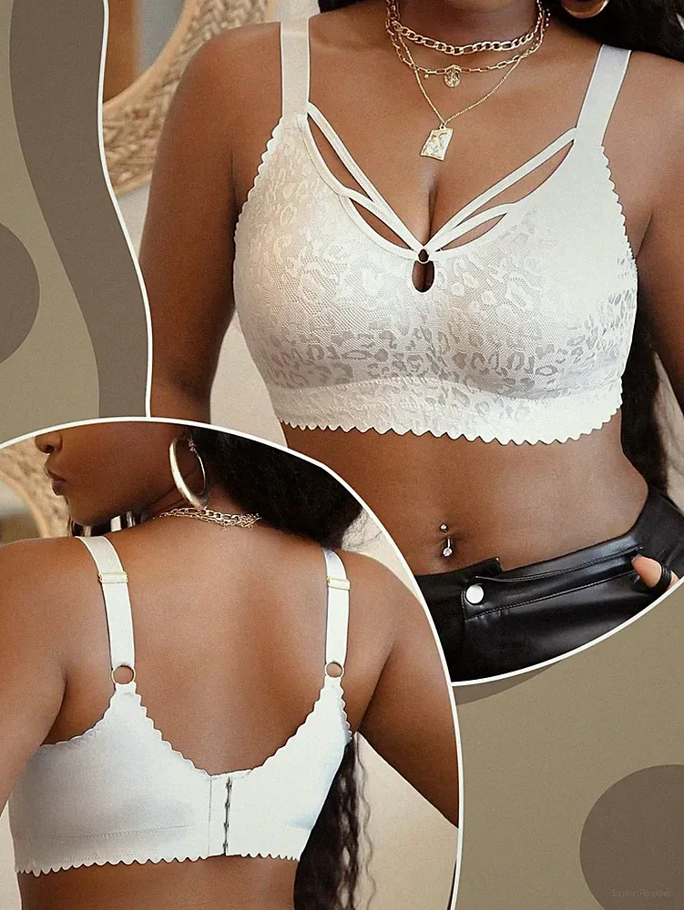 Damen Große Größen Drahtloser Lässiger BH in Weiß Billig24