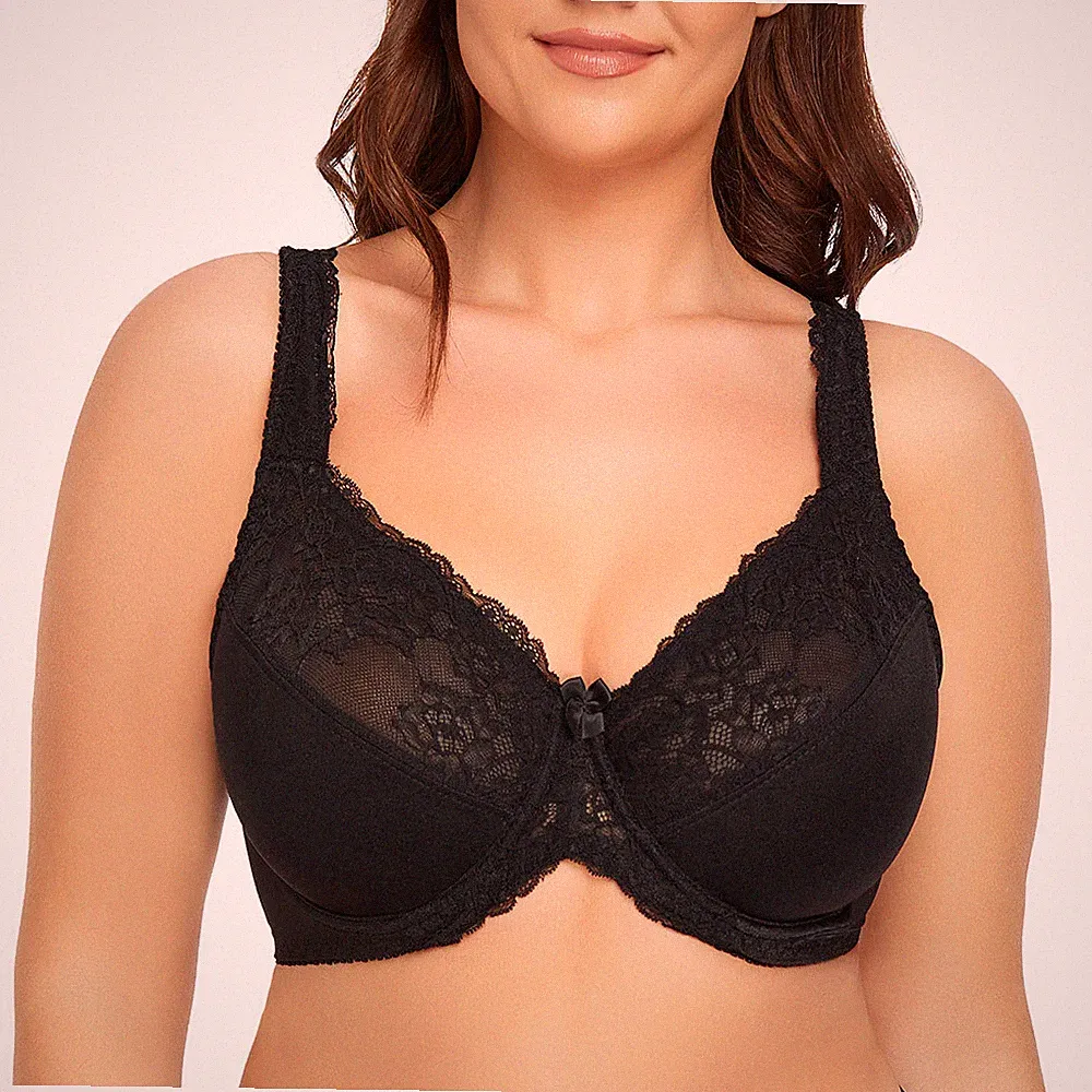 Damen großer Busen Jacquard Spitze Bügel BH volle Abdeckung ungepolstert UK Größe