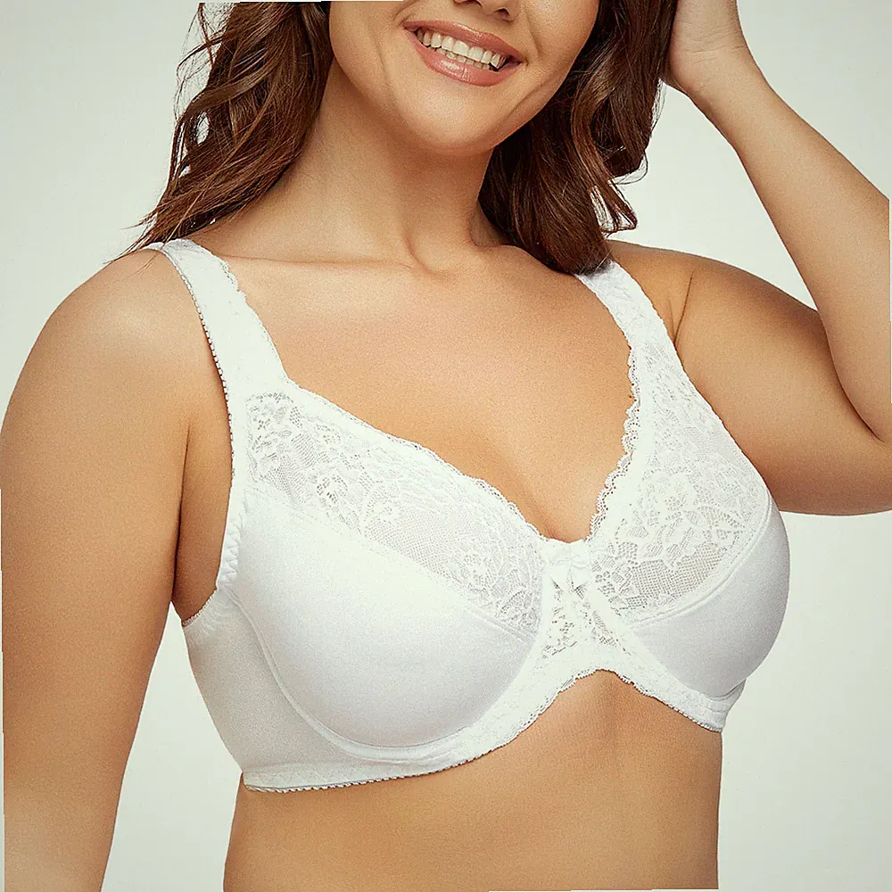 Damen großer Busen Jacquard Spitze Bügel BH volle Abdeckung ungepolstert UK Größe