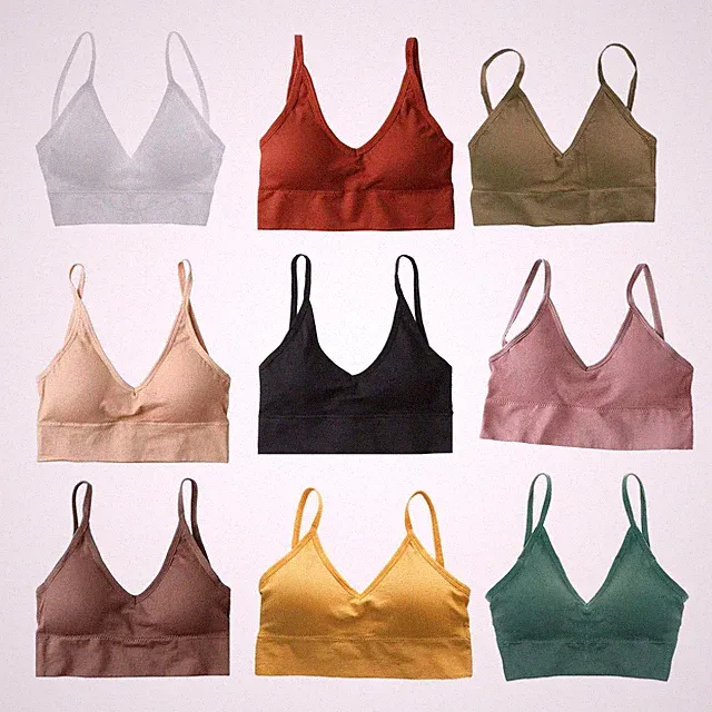 Damen Mädchen Nylon V Ausschnitt Bralette Nahtloser Bügelfreier Komfort BH