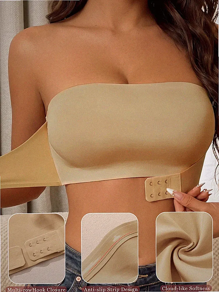 Damen nahtloser Bandeau BH mit Frontverschluss Bequeme und feminine Billig24