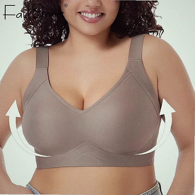 Damen Nahtloser Push Up BH Kabellos Dünner Cup Übergröße Bralette Komfort M-6XL