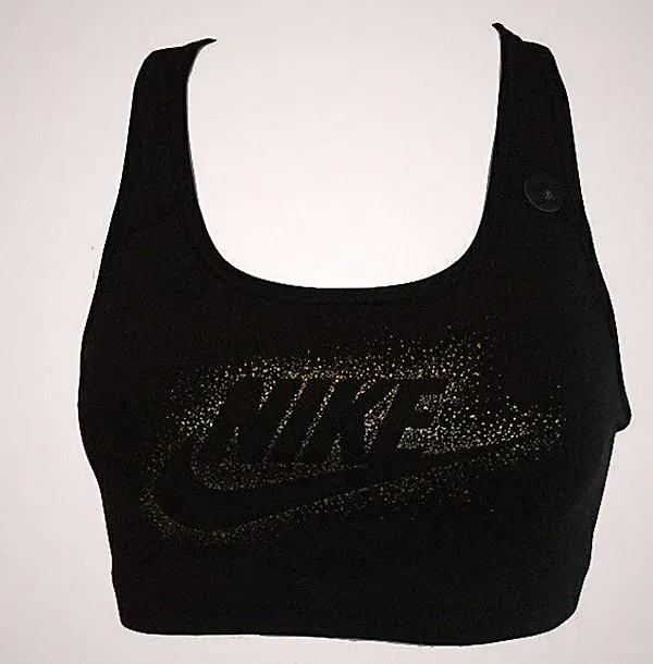 DAMEN NIKE PRO SPORT BH C SWOOSH SCHWARZ GOLD METALIC AA4152-010 Gr. S 36 NEU