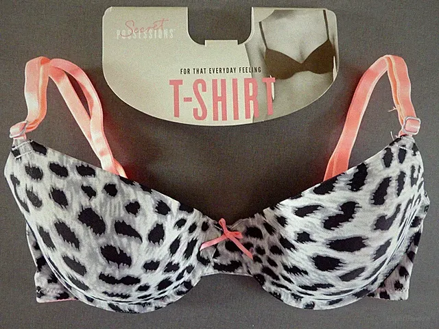 Damen Push-Up BH Cup 70 C Sexy Snow Leopard Grau Pink Animal Neu