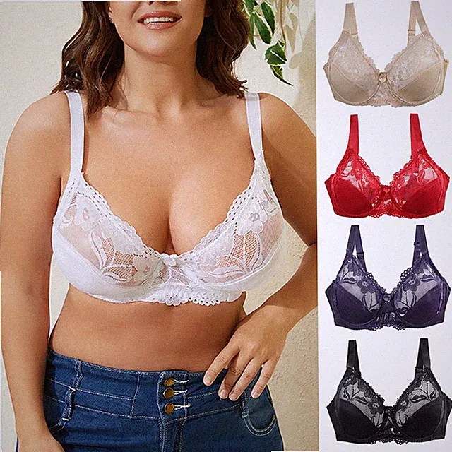 Damen Push-Up BH Mit Bügel Aus Spitze Und Polyester Verstellbare Träger Plus Siz