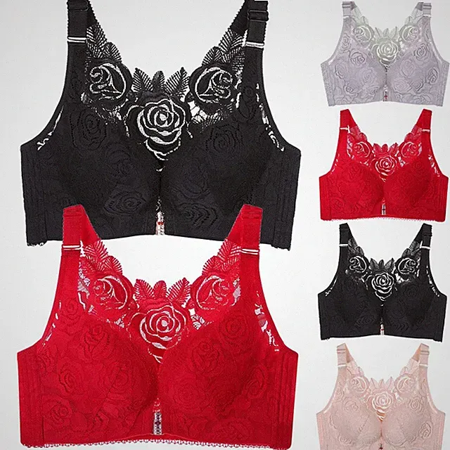 Damen Push-Up-BH mit Vorderverschluss Bügeloser Bustier & Reizwäsche Unterwäsche