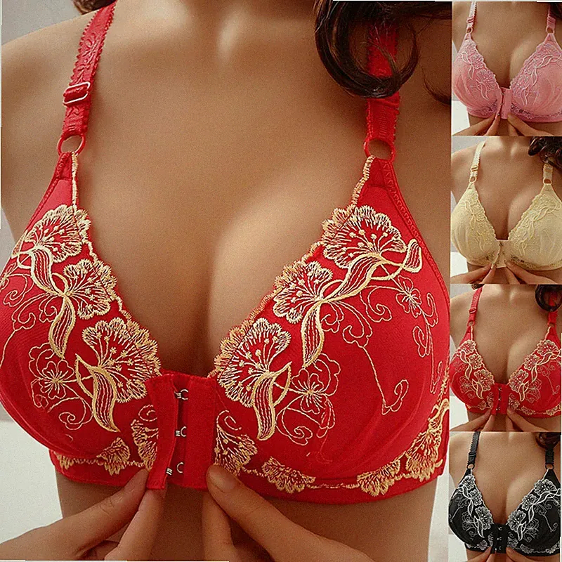 Damen Push-Up-Bh Mit Vorderverschluss Ohne Bügel Bequem Weiche Körbchen ≌