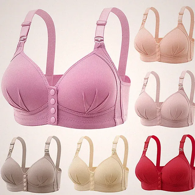 Damen Push-Up-Bh Mit Vorderverschluss Ohne Bügel Bequem Weiche Körbchen M-3XL≌