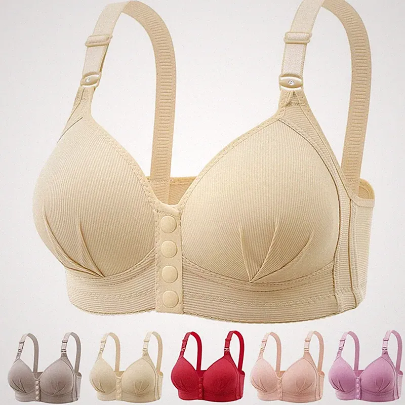 Damen Push-Up-Bh Mit Vorderverschluss Ohne Bügel Bequem Weiche Körbchen M-3XL T