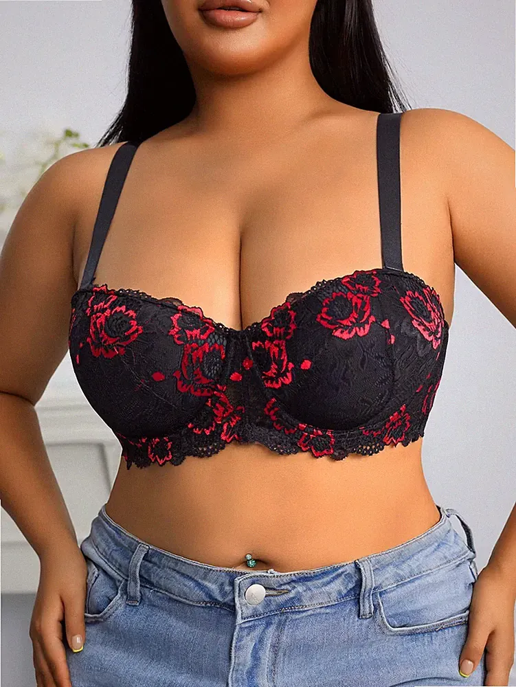 Damen Push Up BH Spitze Übergröße mit Bügel Bequem Gepolstert Dessous