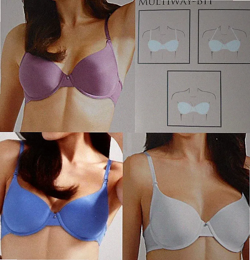 Damen Schalen Bügel BH Multifunktions Träger blau weiß lila 75B 75C 80B 80C 85B