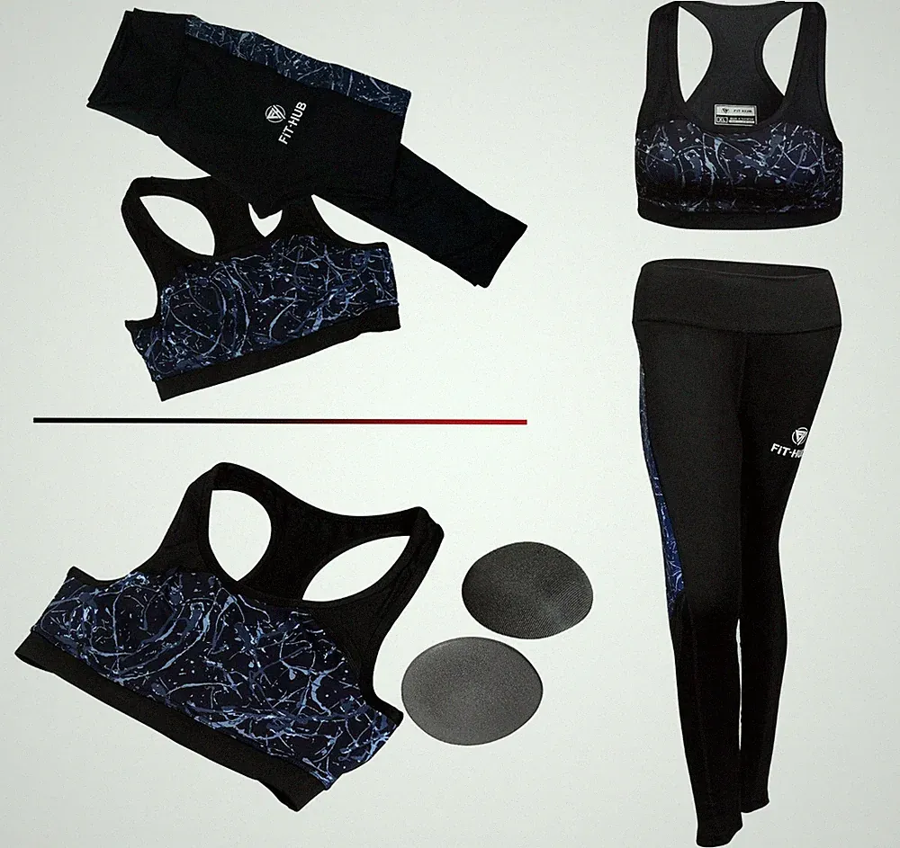 Damen Seamless Yoga Anzug Leggings BH Crop Top Fitness Workout Set Gym Workout