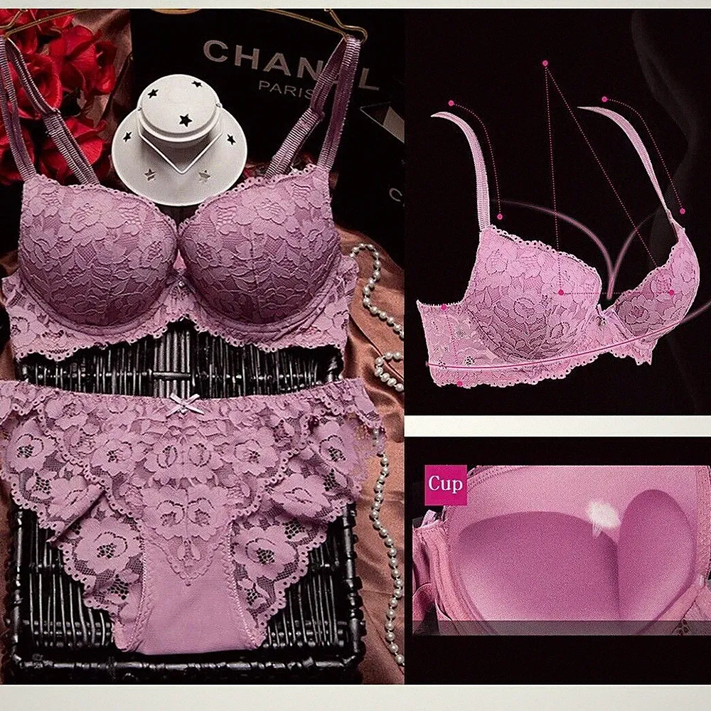 DAMEN SEXY SPITZE Bestickte EXTREM PUSH UP BH SET DAMEN UNTERWÄSCHE 70-85 A B C