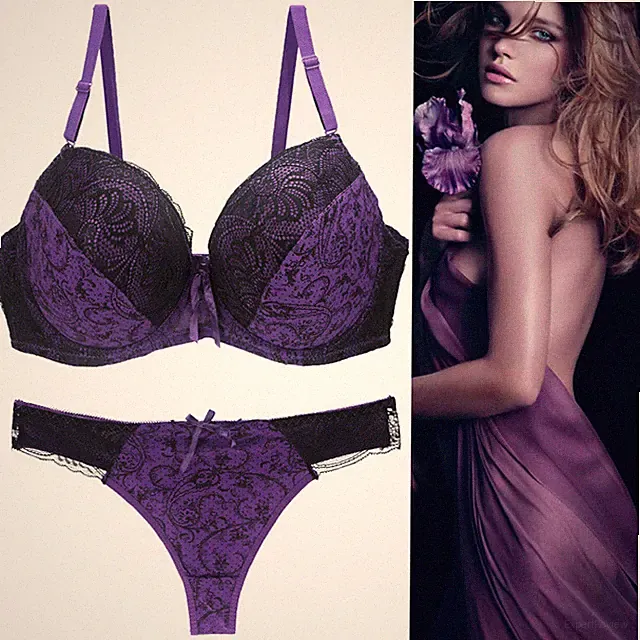 Damen Sexy Spitze gepolsterter Push-up-BH-Set Damen-Unterwäsche-Sets 75-95 NEU