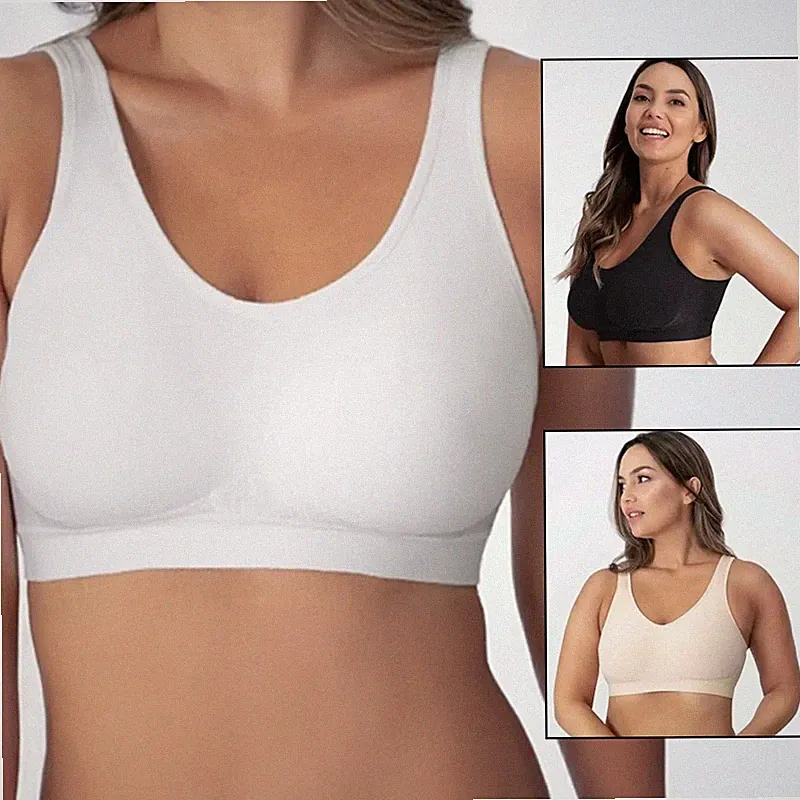 Damen Shaper BH Nahtlos Push Up Komfort BH Ohne Bügel Große Größen S-3XL Weiß