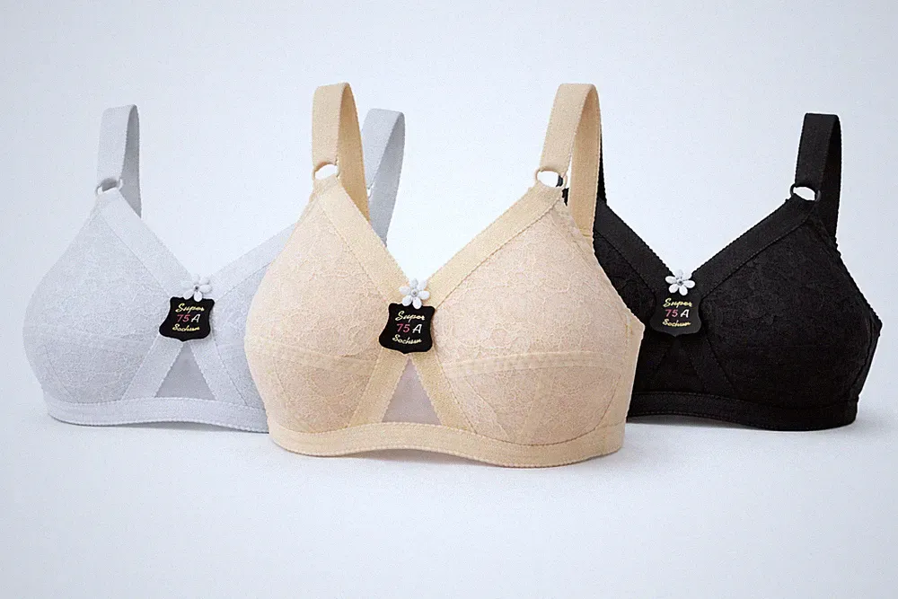 Damen Soft Kreuz BH Spitze ohne Bügel und verstellbaren Trägern 80A-120DD