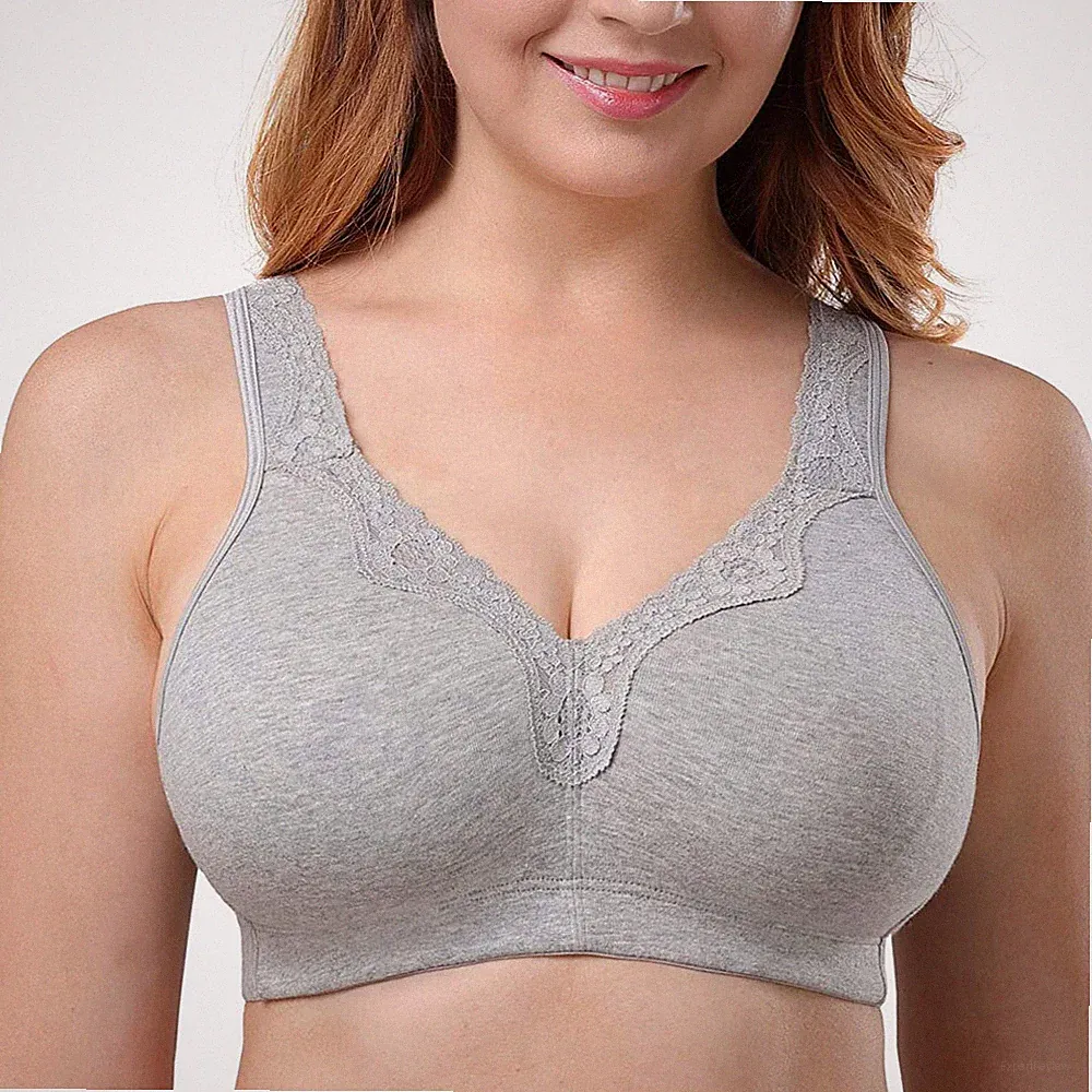 Damen Spitze Baumwolle Bequem Größe Größen Vollschallen Ohne Bügel BH 70-120 C-I