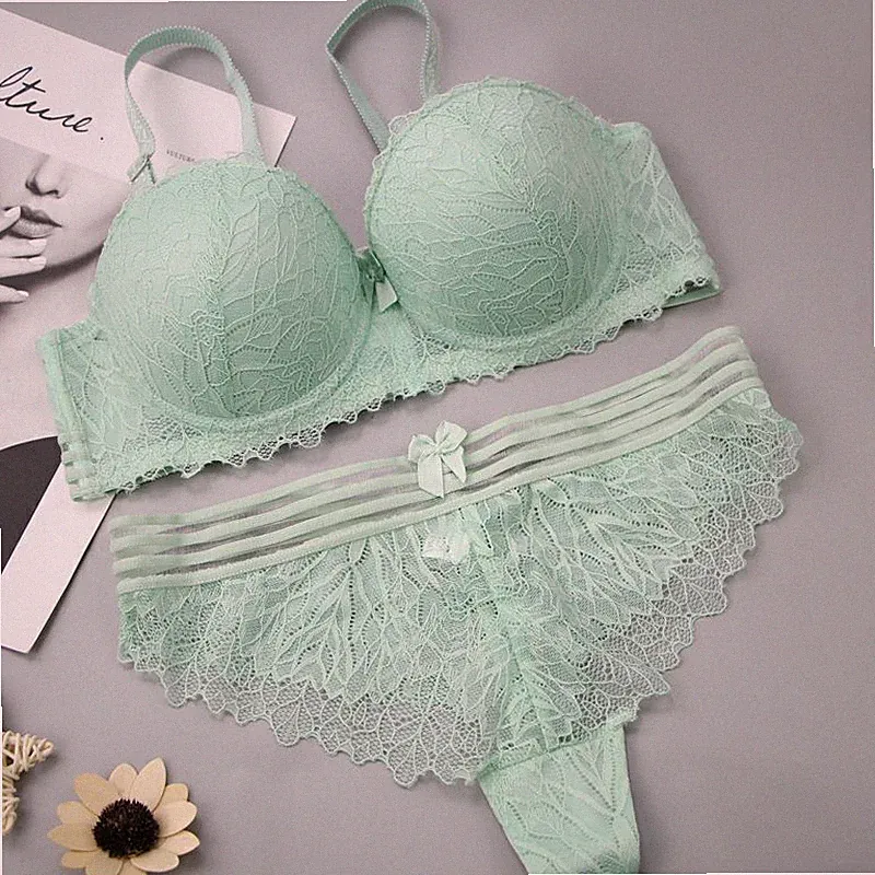 Damen-Spitze, gepolsterter Multiway-Balconette-BH-Sets, Dessous-Sets, Höschen