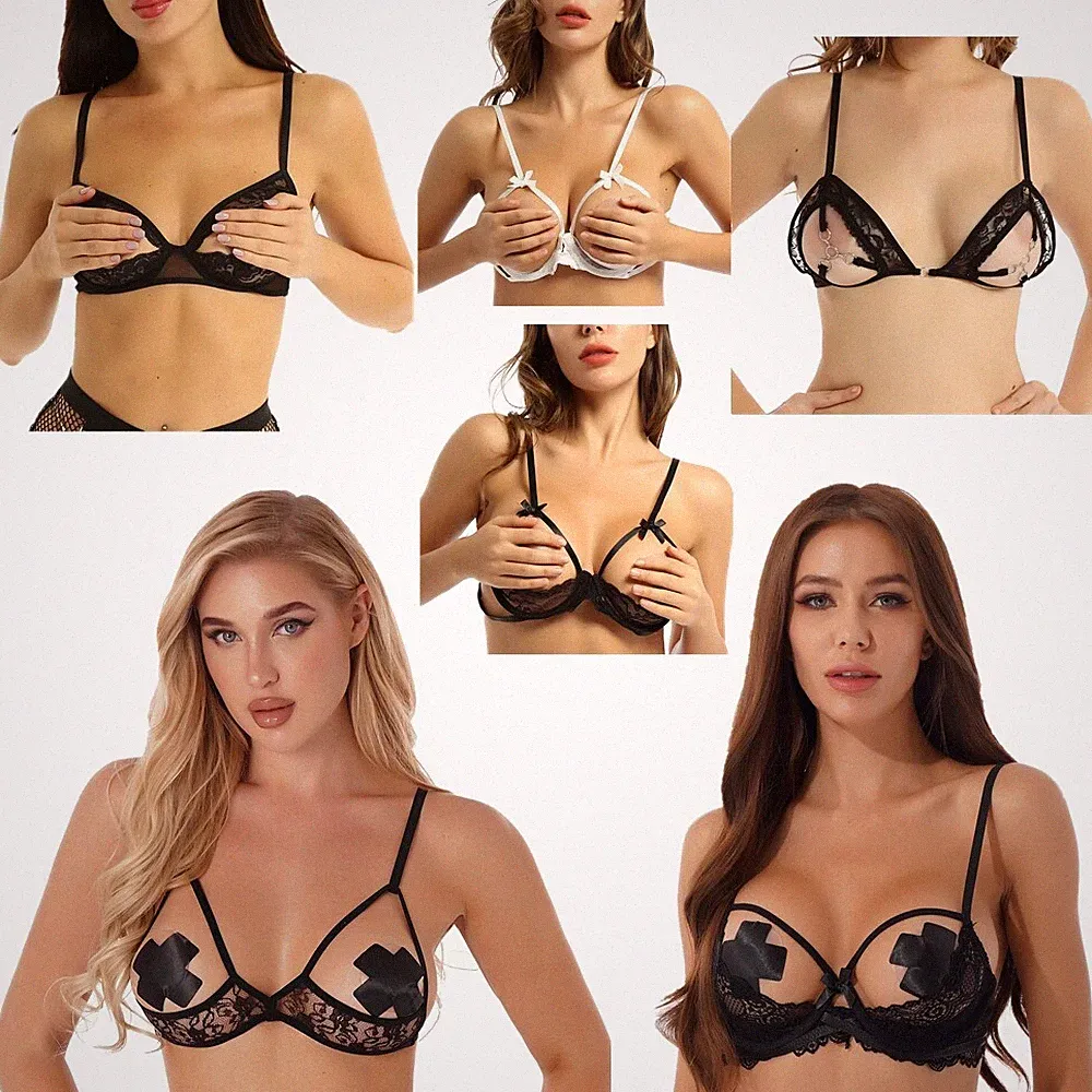 Damen Spitzen BH Brustfreier Bra Bralette Offene Brüste Bustier Oberteil Dessous