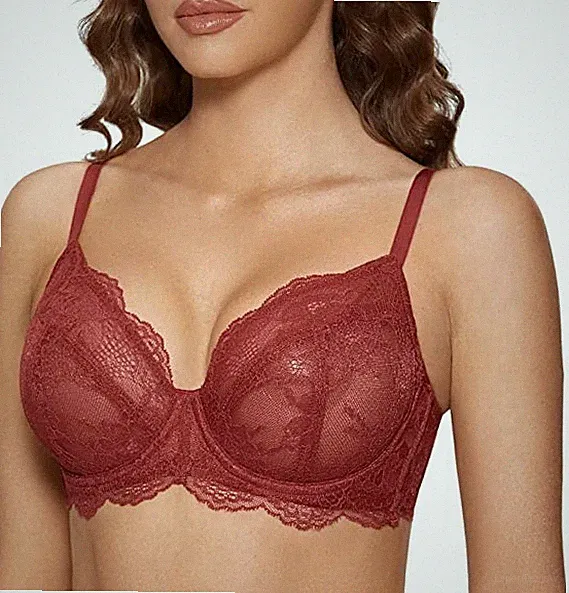 Damen Spitzen BH durchsichtig Plunge transparent BH Bügel sexy Übergröße Minimieren