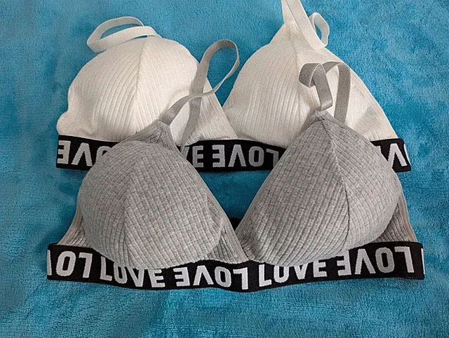 Damen Sport BH 2 Stück Gr L Leicht Gepolstert Grau Und Weiß
