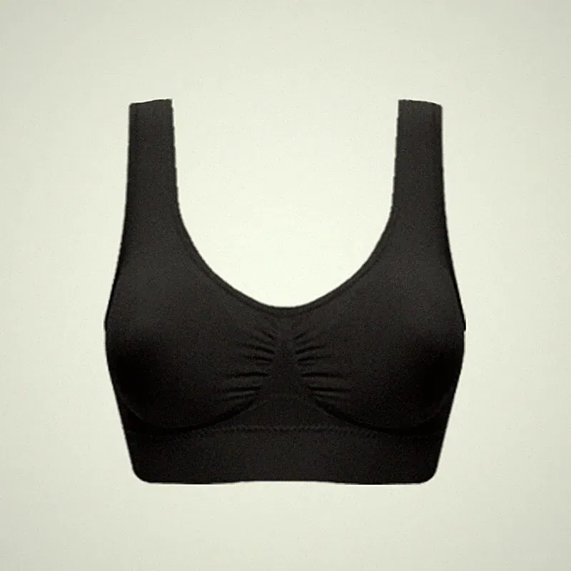 Damen Sport BH aus Microfaser Bustier ohne Bügel Schwarz Weiss Beige M,L.XL-XXXL
