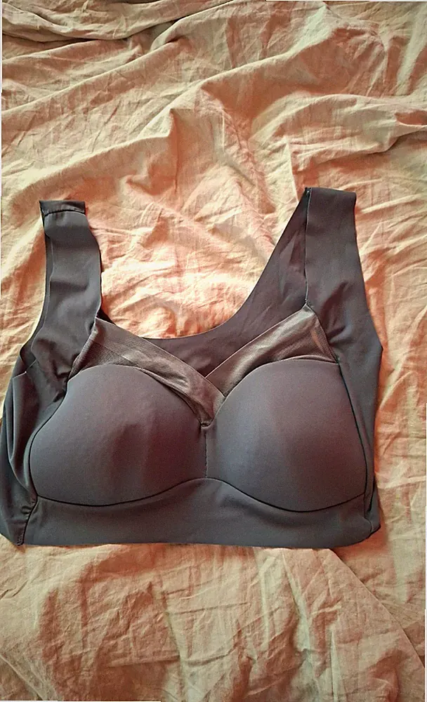 Damen Sport-BH gepolstert Pull-on breite Träger Grau XL Polyamid/Elasthan