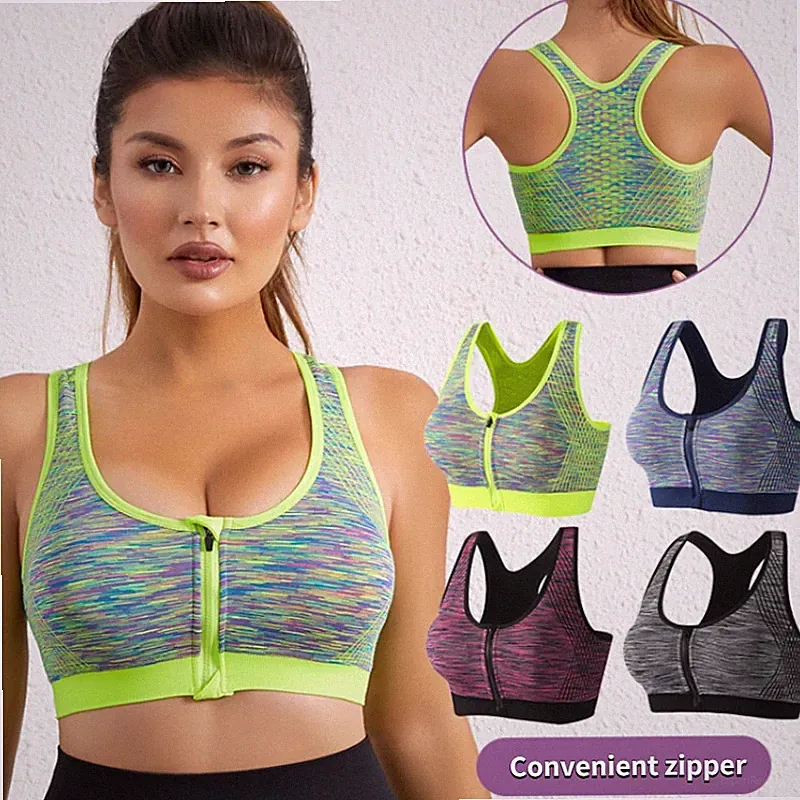Damen-Sport-Bh Mit Front-Reißverschluss Und Hochwirksamer Kabelloser Push-Up- ▽