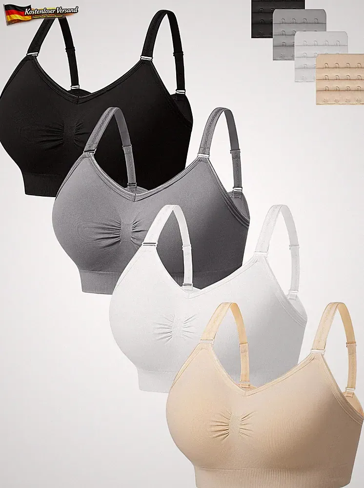 Damen Sport-BH nahtlos ohne Bügel für große Brüste, T-Shirt Bustier, Yoga, hoher