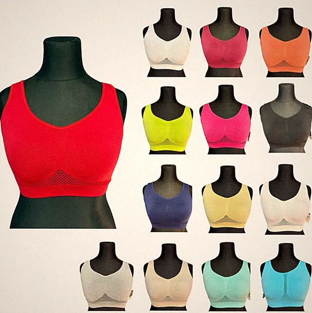 Damen Sport BH ohne Polster Bustier Baumwolle Soft BH ungepolstert OneSize