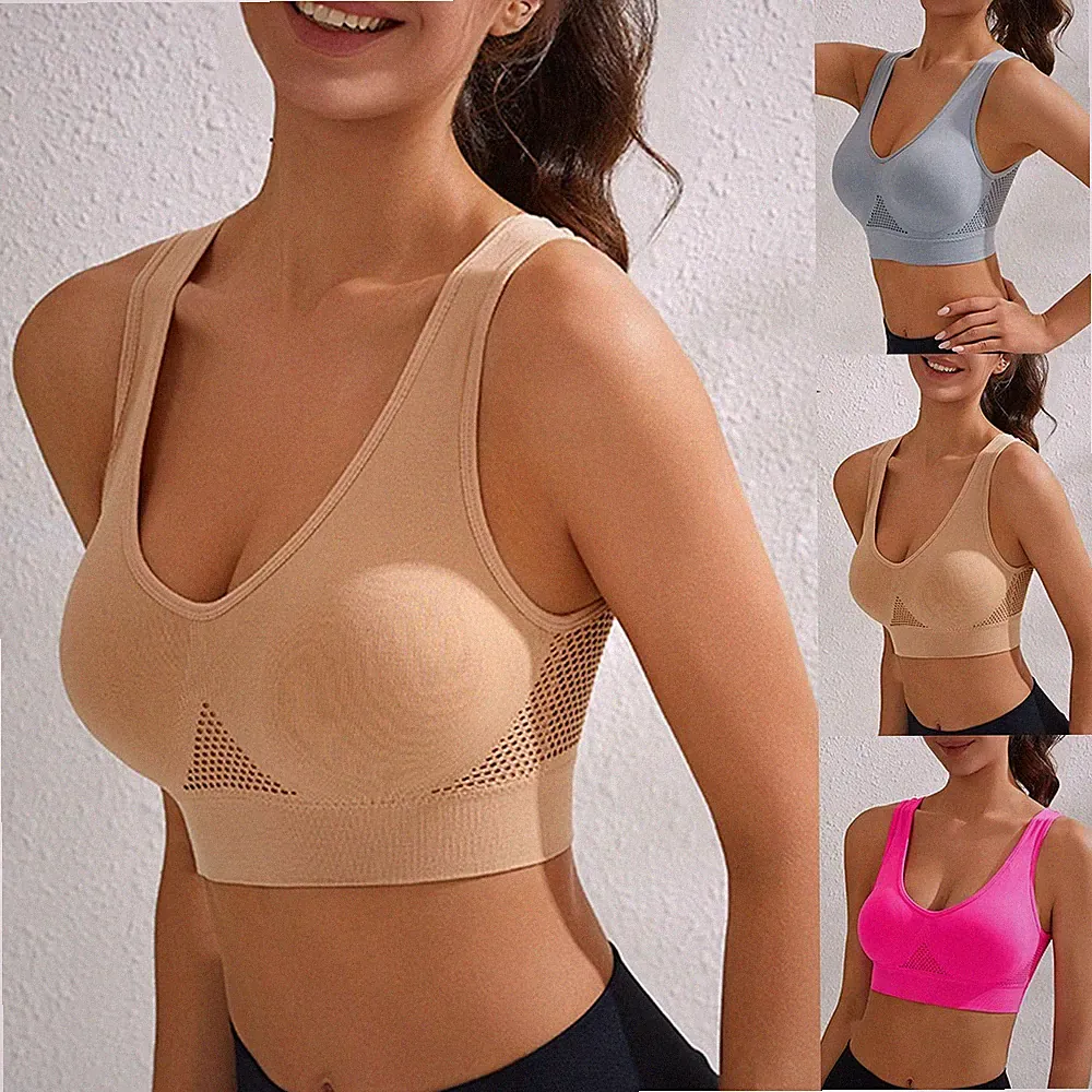 Damen Sport BH Push Up Bustier Gepolstert Bra Fitness Tanktop Laufen Weste S-5XL