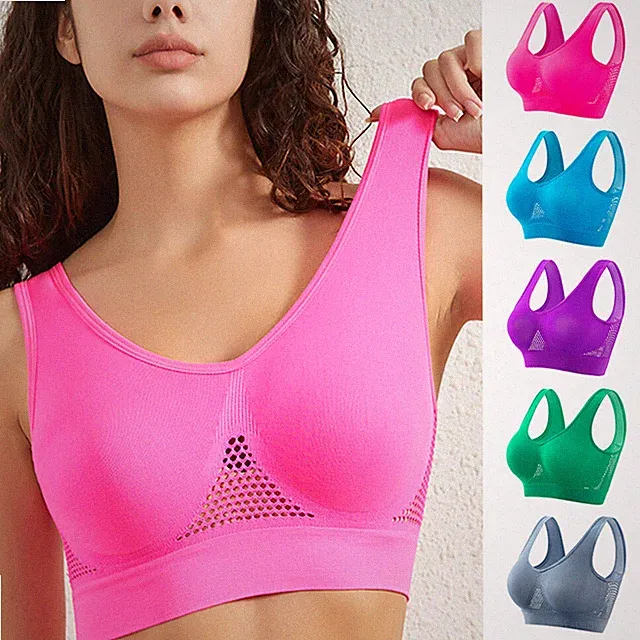 Damen Sport BH Push Up Bustier Gepolstert Form Bra Fitness Laufen Tank Top &