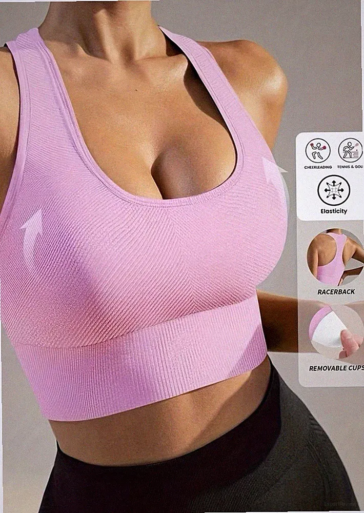 Damen Sport-BH Rosa ohne Bügel nahtlos Racerback herausnehmbare Polster