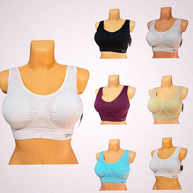 Damen Sport BH Seamless Nahtlos ohne Bügel Bustier Yoga Fitness S-L Soft