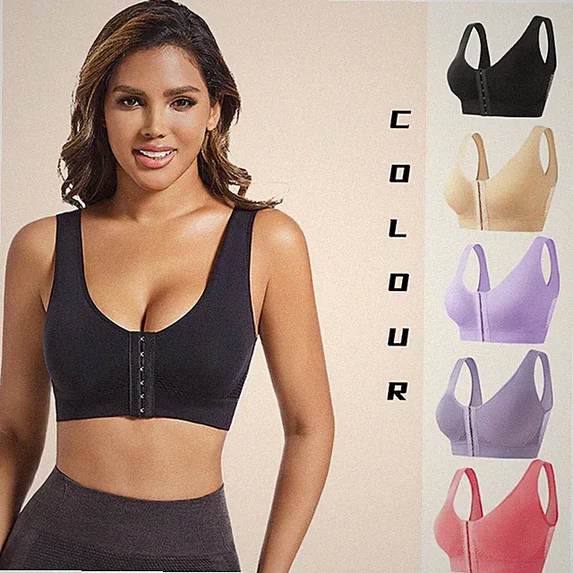 Damen Sport BH Starker Halt Vorderverschluss Ohne Bügel Yoga Bra Workout Gym,SML