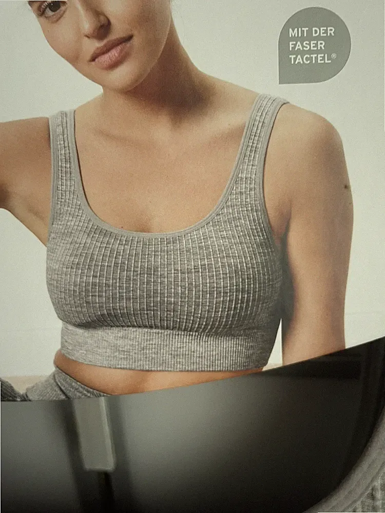 Damen Sport Bustier Gr. L 44/46 Hellgrau
