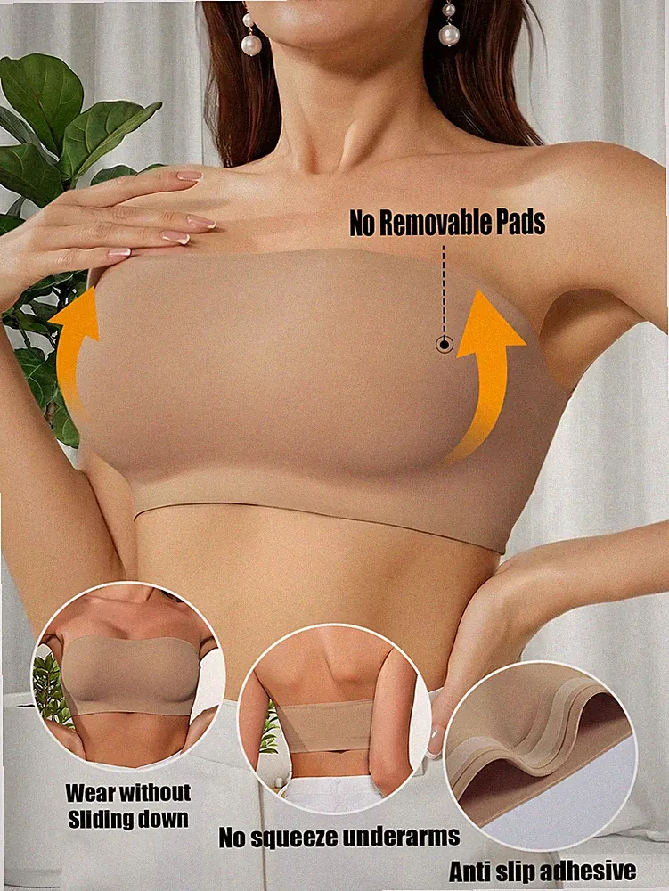 Damen trägerloser Bandeau BH aus atmungsaktivem Material ideal für Billig24