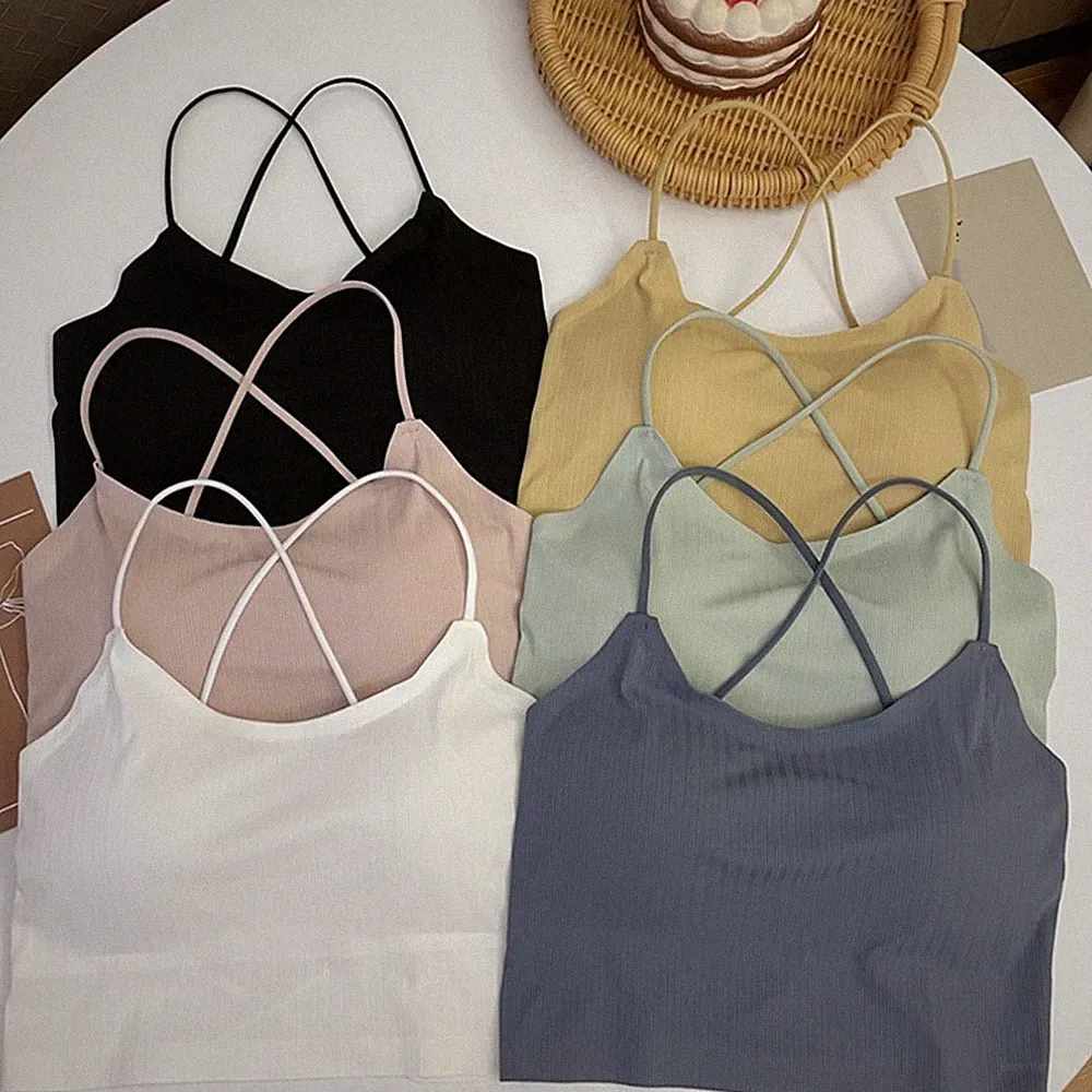 Damen Trägerloser BH für Cross Back Style Dünner Stoff Vollschale Ohne Metall