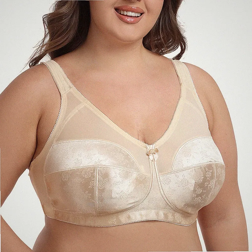 Damen Übergröße BH Vollschale ohne Bügel ungepolstert Softschalen Spitzen BH große Brust