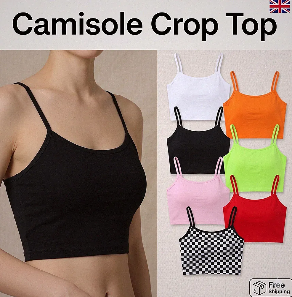 Damen ungepolstert Cami Crop Top nahtlos Camisole Träger weich Stretch Bralette